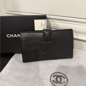 Chanel Classic Black Caviar Leather Wallet